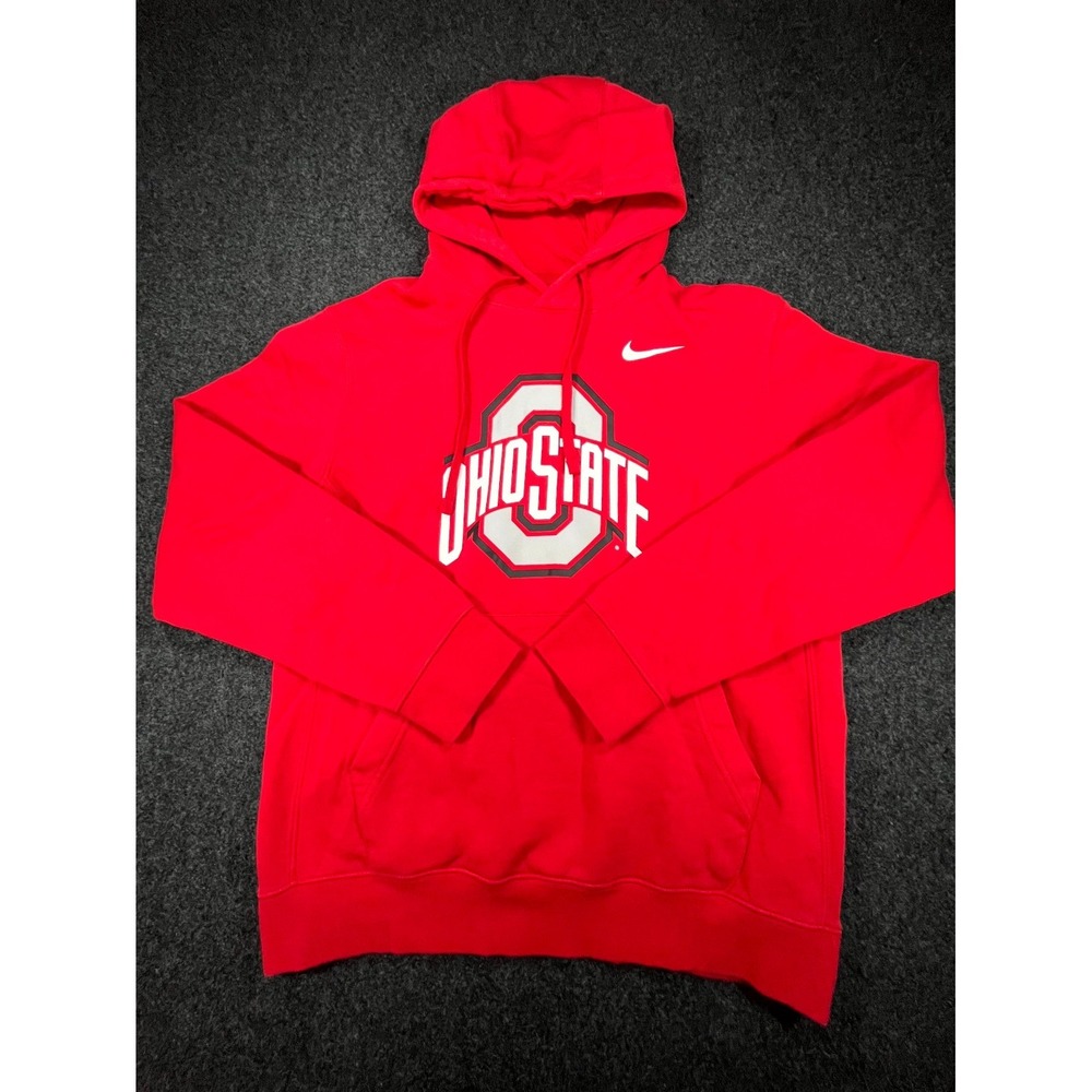 Ohio State Buckeyes Hoodie Mens Small Red Nike NCAA Fleece Lined Logo Pullover